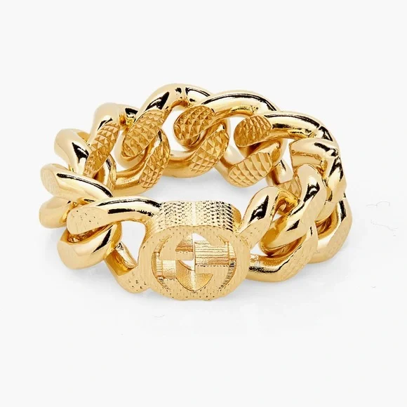 Gucci Interlocking Gourmette Chain Ring 7.5 authentic with proof of purchase